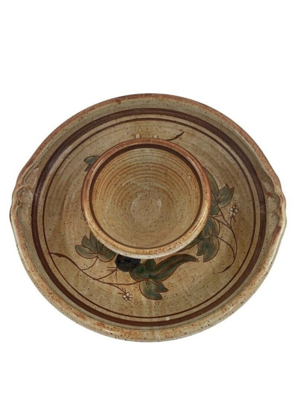 Chip & Dip Party Ceramic 1 piece Studio Pottery Bowl Handmade Earth Tones 13"